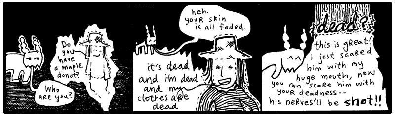 The goat alone in the hallway, meets an apparition. The goat alone in the hallway, meets an apparition.