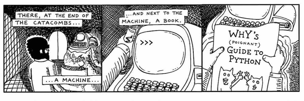 At the end of the tunnels: a computer and a book. At the end of the tunnels: a computer and a book.